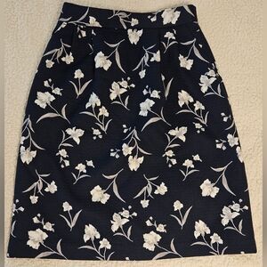 Navy Blue Women's Medium Floral Skirt